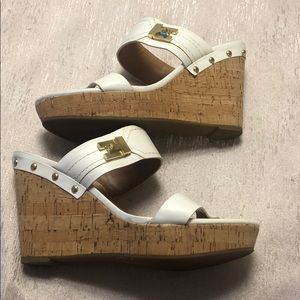 White strap wedges